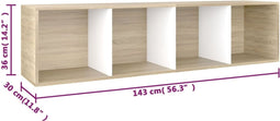 vidaXL - Boekenkast/tv-meubel - 36x30x143cm - bewerkt - hout - wit - en - eikenkleur