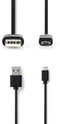Nedis Micro-USB kabel - USB 2.0 type-A naar Micro-USB - 2 meter - Zwart