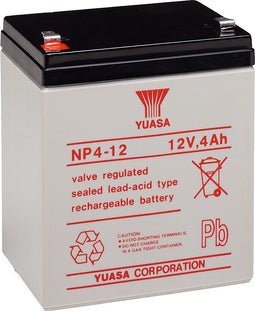 NP4-12 Yuasa loodzuurbatterij NP4-12 met 12 volt en 4 Ah, 4,8 mm Faston-contact