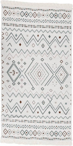 vidaXL - Vloerkleed - 160x230 - cm - katoen - beige - en - blauw