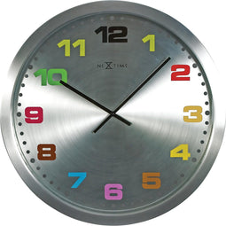 Nextime wandklok Mercure roestvrij staal - Formaat - M Kleur - Gekleurd