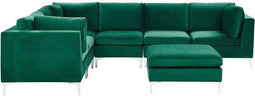 Beliani EVJA - Hoekbank met ottomaan - Groen - Fluweel