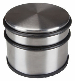 Perel - Deurstopper - Roestvrij staal zonder boren antislip rubberen bodem 75 mm hoog 90 mm diameter grijs