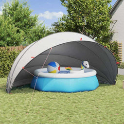 vidaXL Opvouwbare Zwembadkoepel Handmatig - Grijs/Oranje - 592 x 590 x 275 cm