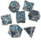 HOT Games Dobbelst.Set - 7-delige Metaal D4/D6/D8/D10/D10-00/D12/D20 - Zilverkleurig Blauw