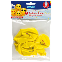 6 feestballonen (Smiley, geschikt voor helium)