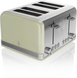 Swan Retro 4-Slot Broodrooster 19020 - Ontdooi- en opwarmfunctie - Groen