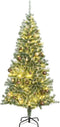 vidaXL - Kunstkerstboom - met - 300 - LED's - kerstballen - en - sneeuw - 240 - cm