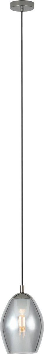 EGLO Estanys Hanglamp - 1 lichts - Ø19 cm - E27 - rookglas - Grijs/Zwart