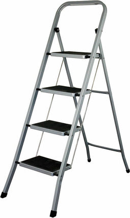 EDM - Opvouwbare ladder - 4 tredes - Grijs Staal (47 x 89 x 128 cm)