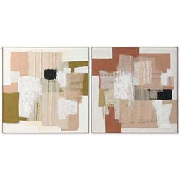 Schilderij Home ESPRIT Groen Beige Abstract Stads 121 x 5,2 x 121 cm (2 Stuks)