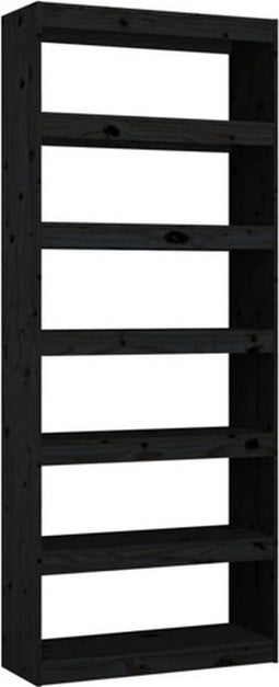 vidaXL - Boekenkast/kamerscherm - 80x30x199,5 - cm - massief - grenenhout - zwart