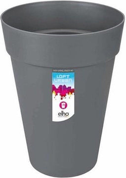 Elho Loft Urban Rond Hoog 42 - Grote Bloempot voor Buiten - Waterreservoir - 100% Gerecycled Plastic - Ø 42.0 x H 56.0 cm - Antraciet