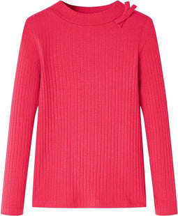 vidaXL - Kindershirt - met - lange - mouwen - 140 - felroze