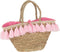 J-Line strandtas Kwasten - jute/textiel - naturel/roze