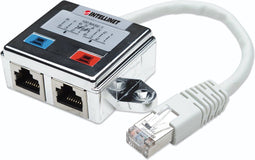 Intellinet RJ45 Netwerk Adapter CAT 5 - 1x RJ45-stekker 2x RJ45-bus - Dubbel afgeschermd - Zilver Wit