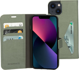 Mobiparts iPhone 13 - Classic Wallet Case - Ruimte voor pasjes - Groen