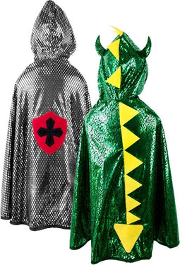 Great Pretenders Verkleedkledij Draak/Ridder - Omkeerbare cape - 110-116cm - 5-6 jaar - Multi