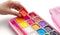 HIMI Gouache - Plakkaatverfset 18 kleuren x 30gr - in kunststof opbergbox roze