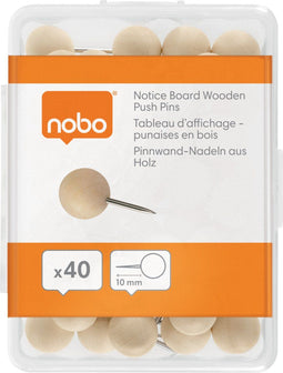 Nobo Houten Punaises - 40 stuks - Herbruikbare opbergdoos - Beige (40 stuks)