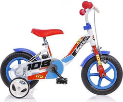 Dino 108 Sport - Kinderfiets 10 Inch - van 1-3 Jaar - met Zijwieltjes - Jongensfiets Blauw