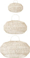 Set Of 3 Lamp Shades Rattan White