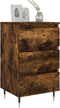 vidaXL - Nachtkastje - 40x35x69 - cm - bewerkt - hout - gerookt - eikenkleurig