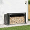 vidaXL - Haardhoutrek - met - regenhoes - 200,5x80,5x110,5 - cm - staal