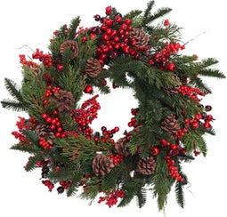 Kunstkerstkrans bes den cedar rood, 60 cm