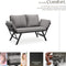 tectake® 2-in-1 Wicker Loungesofa Sintra - Ligbed met Verstelbare Leuningen - UV- en Weerbestendig - Lichtgrijs/Zwart