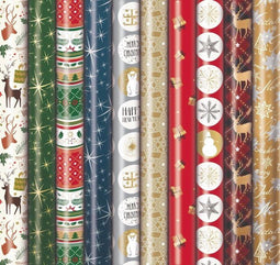 Benza Premium cadeaupapier - Luxe kerstpapier - 5 rollen 200 x 70 cm multikleur (5 stuks)