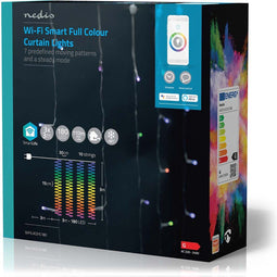 Nedis SmartLife - Kerstverlichting - Gordijn - Wi-Fi - RGB - 180 LED's - 3 m