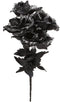 Halloween accessoires bloemen - zwarte rozen met blaadjes - 35 cm
