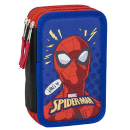 Driedubbele Pennenzak Spider-Man Blauw 12,5 x 6,5 x 19,5 cm