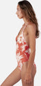 Barts Deltia Halter One Piece - Dames Badpak - Vaste padding - Rustkleurige bloemenprint - Maat 40