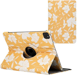 imoshion Tablet Hoes - Geschikt voor iPad Pro 12.9 (2022) / Pro 12.9 (2021) / Pro 12.9 (2020) / Pro 12.9 (2018) - 360° Draaibare Design Bookcase 3 inkepingen - Yellow Flowers