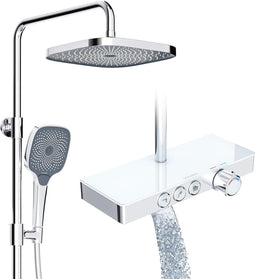 Rainsworth - Douchemengset - Thermostatisch met 26 x 26 cm Hoofddouche 3 Straalsoorten - Chrome