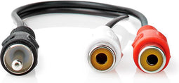 Nedis Subwoofer-Kabel - RCA Male - 2x RCA Female - Vernikkeld - 0.20 m - Rond - 5.0 x 2.5 mm - Zwart - Polybag