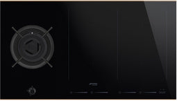 Smeg PM6912WLDR - Kookplaat - 1 gasbrander 4 inductie kookzones - Zwart