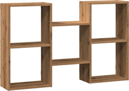 vidaXL - Wandschap - 96x18x60 - cm - bewerkt - hout - artisanaal - eikenkleurig