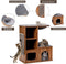 Coast Kattenspeelhuis - Hout - Krabpaal met Pluche Zitting - Bruin - 69x39x80,5 cm
