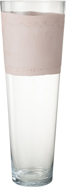 J-Line vaas Delph - glas - transparant/lichtroze - extra large - 70 cm hoog