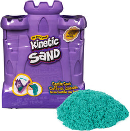 Kinetic Sand - Zandkasteel Speelkoffertje met 453 g blauwgroen origineel kinetisch zand - multifunctioneel speelvak en opbergbak - Sensorisch speelgoed