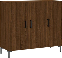 vidaXL - Dressoir - 90x34x80 - cm - bewerkt - hout - bruin - eikenkleur