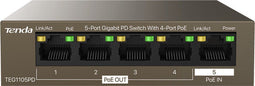Tenda TEG1105PD - Gigabit Switch - 5x RJ-45 1Gbps - 4x PoE (802.3af) - 10Gbps