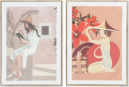 Schilderij DKD Home Decor Vrouw (2 Stuks) (50 x 3 x 70 cm)