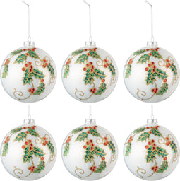 J-Line kerstballen - glas - wit/groen/rood - small - doos van 6