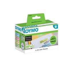 DYMO originele LabelWriter adreslabels | 28 mm x 89 mm | 4 rollen met elk 130 labels (520 zelfklevende etiketten | geel, roze, blauw en groen | Geschikt voor de LabelWriter labelprinters