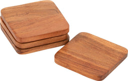 J-Line onderzetter Vierkant Acacia - hout - naturel - 4 stuks