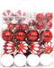 vidaXL - 64-delige - Kerstballenset - rood - en - wit